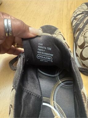 Size 10 Coach Signature Slip-On Sneakers in Brown and Tan
